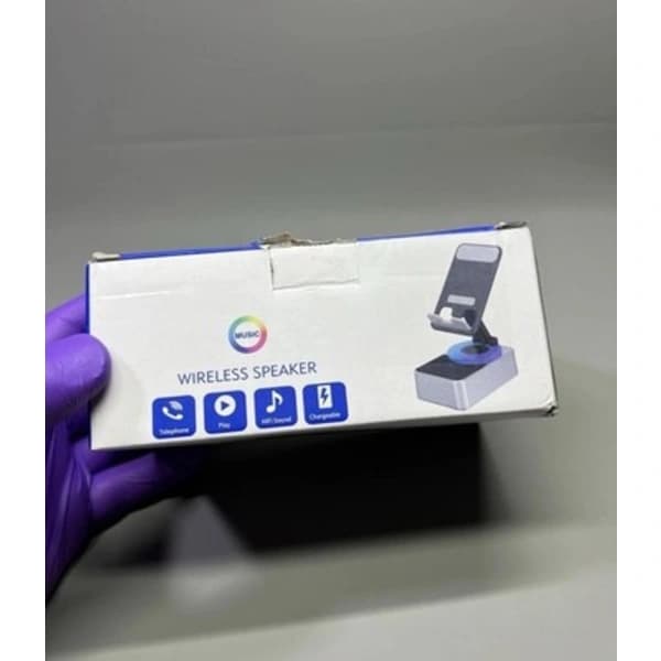 Varavirtalähde puhelinteline iPad-teline Bluetooth-kaiuttimella ja RGB-valolla