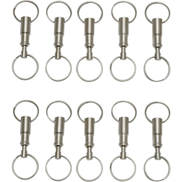 10 st löstagbara nyckelkedjor Heavy Duty Dubbel nyckelring Snap Lock Hållare IC