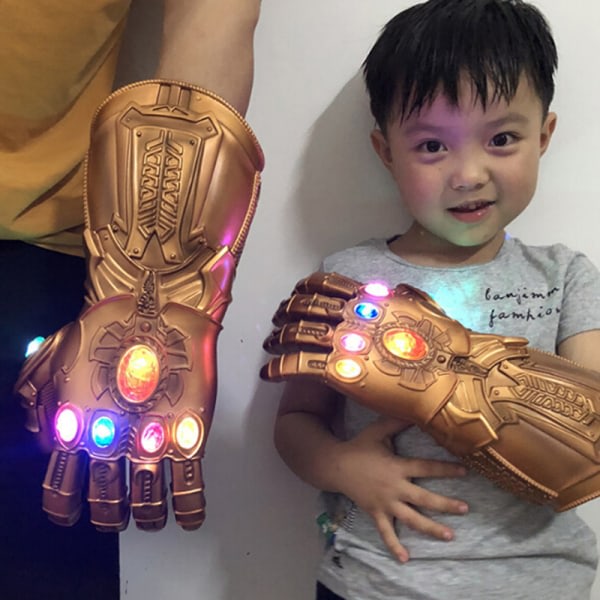 IC Avengers Thanos Infinity Gauntlet LED-handskar Light Up Cosplay F Bronze S-Kids