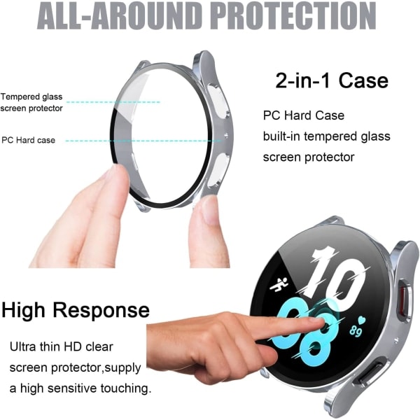 [2-pack] för Samsung Watch med skärmskydd 40 mm, totalt skydd