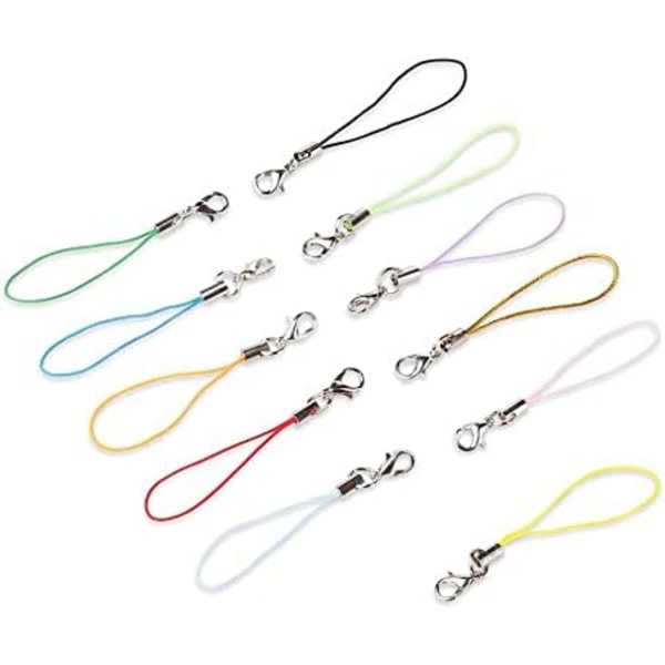 Mix-fargede armbånds-smykker med lariat-snøre og hummerlås for mobiltelefon, nøkkelring/DIY-smykker (Lengde: 2,8\", ANTALL: 100 stk) IC