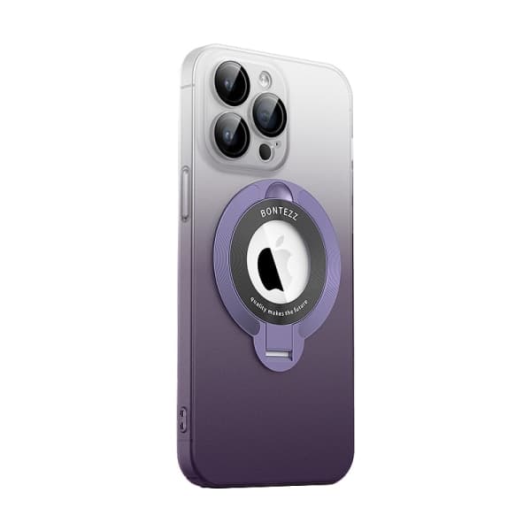 IC Usynlige magnetiske stativer for iPhone 15-serien Deksel Frostet Skinn Gradientfarger Gradient lilla iPhone15 Pro