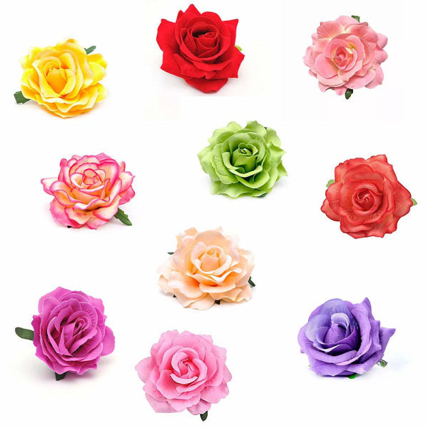 IC Flerfarvet Blomst Hårklemme, Knaphuls Blomst Hårnål Blomst Brosche Farverige Rosa Blomst Hårklemmer Til Kvinder Piger Fest Håraccessoirer (10 stk)