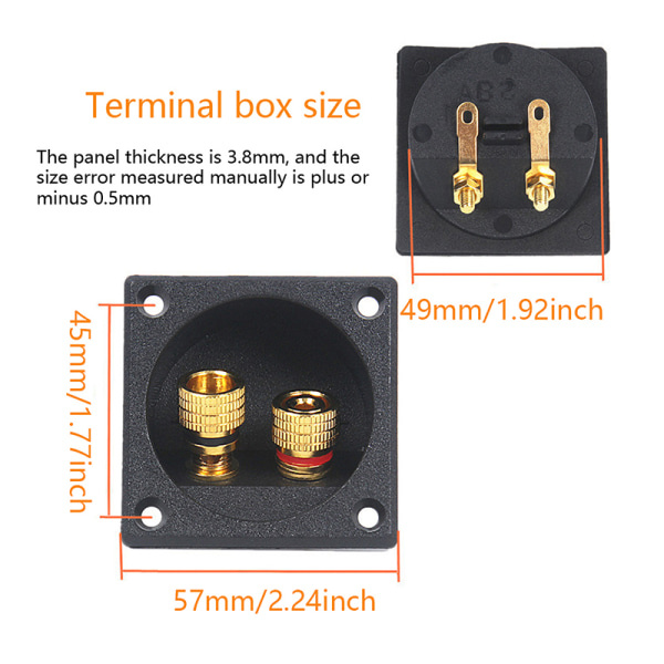 IC 2-vägs högtalarlåda terminal bindande stolpkopp DIY Home Car Stereo 506 Gold