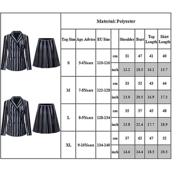 Onsdag Addams Cosplay Skoleuniform Z-Kjole 5-6 År