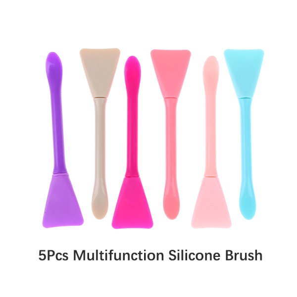 IC 5 st Multifunktions omrörningsborste Mjuk silikonborste Powder Sp Rosa