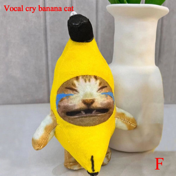 Rolig gråtande banan katt nyckelring, 2023 Banan katt plysch med röst, stor IC