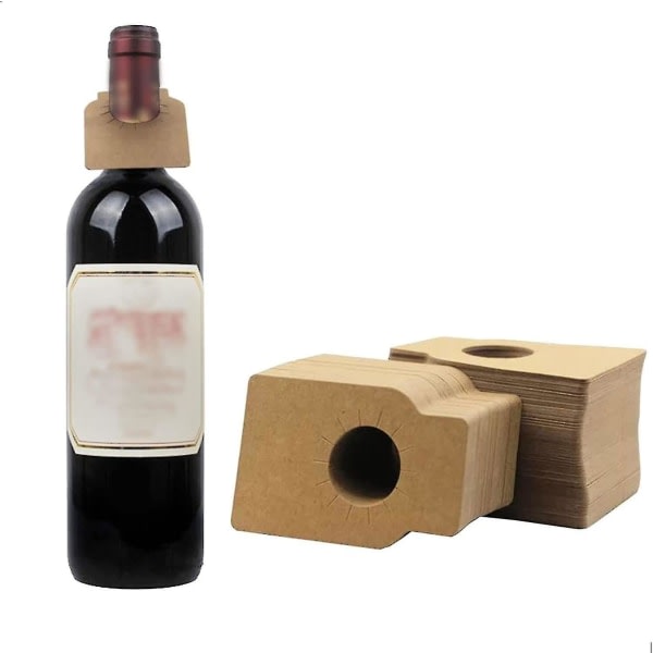 Förpackning med 100 flasketiketter - Kraftpapper Vinflasketiketter Flasketiketter Pappershängande vinmärkning, vit