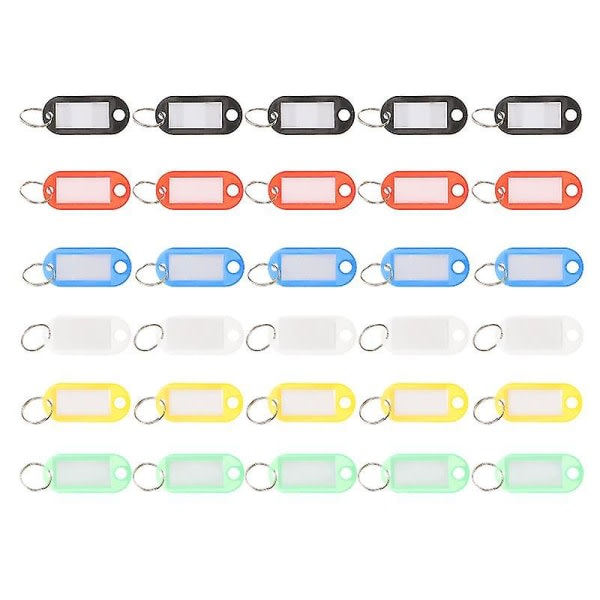 Nuolux 30st flerfärgade plastnykkelbrickor Bagasje-ID-etikett Etiketter med nyckelring (slumpmässig farge) IC