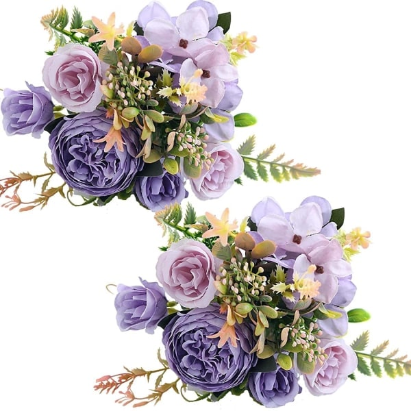 IC Kunstige Blomster, 2 ST Kunstig Pion Falsk Rose Silke