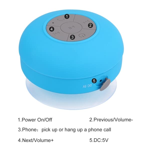 Vedenpitävä Bluetooth-kaiutin imukupilla (sininen)