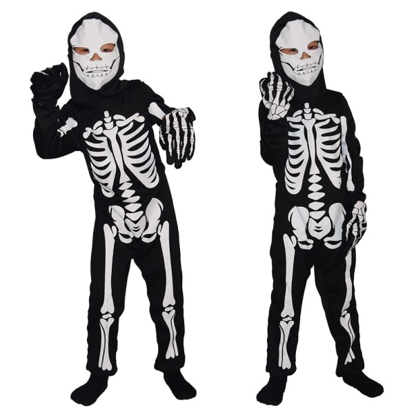 Barnskelettkostymer, Halloween skræmmende Jumpsuit til barn L