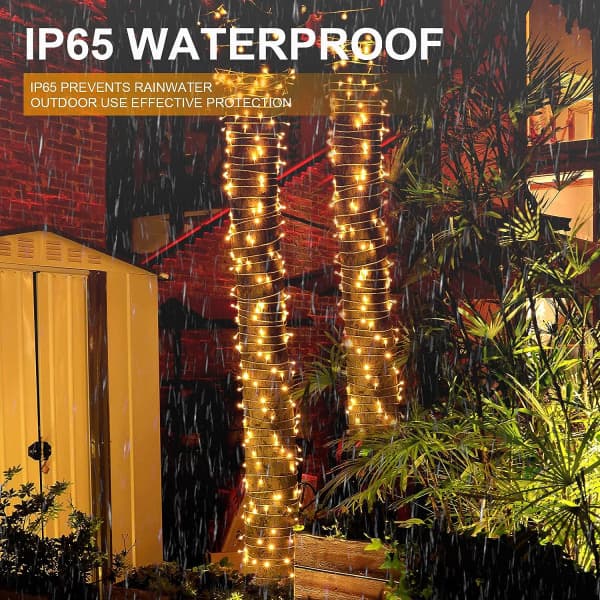 IC Solar String Lights Udendørs, [2 Pak] 22M 200 LED Solcelledrevne Lys, 8 Tilstande Juletræ String Lights Dekorationslys