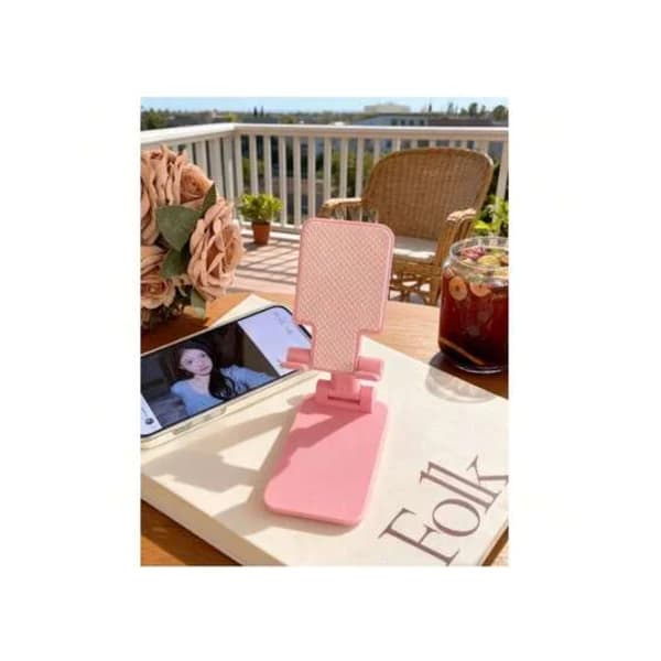 1 pc Fully Adjustable Phone Desk Stand - Double Foldable Design, Universal Fit for All Phone Models, Stable Desk Stand Pink Pink