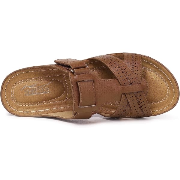 Kvinnors kil-sandaler Sommar Slip-on Tofflor Plattformssandaler Bekväma Lädermulor Walking Kilskor