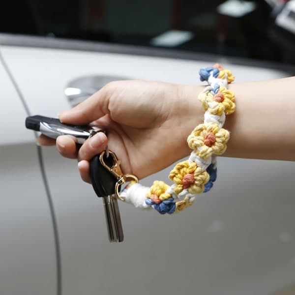 IC Daisy Blomst Håndlavet bilophæng Wovenwrist Lanyard Br C