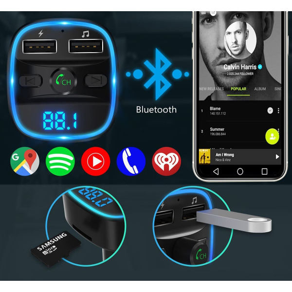 IC Bil MP3 Bluetooth-spiller, handsfree, egnet for biler
