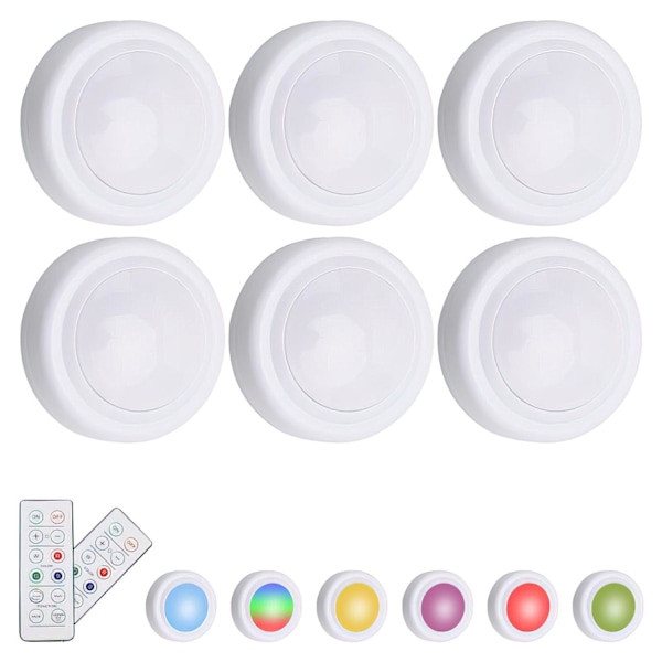 6-pakkauksen LED-valaisimet kaukosäätimellä - Langaton monivärinen MultiColor 6-Pack