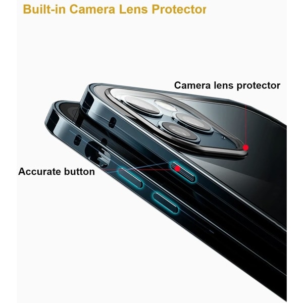 Mobilfodral för Apple iPhone 11, magnetisk metallram 360 graders heltäckande skal fram och bak, härdat glasskyddande skal, Guld iPhone 11 Pro Max