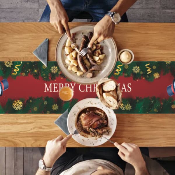 IC Glædelig jul løbere julebøffel plaid vinterfest