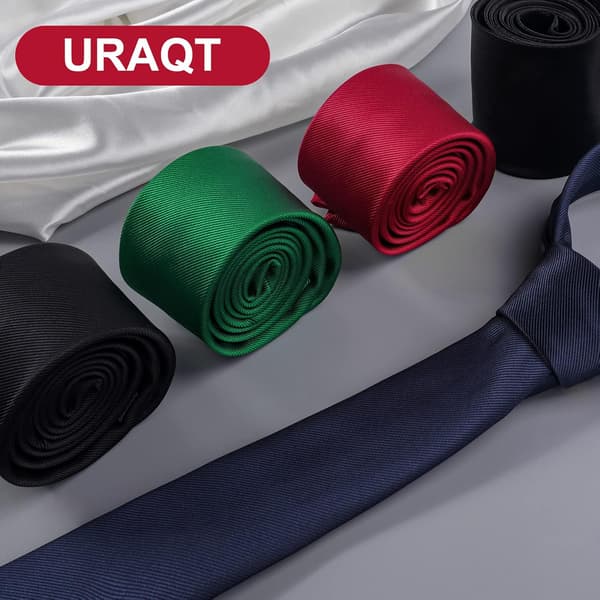 Klassisk slips i silkesatin til menn - Ensfarget slips i premiumkvalitet - Formelle slips i sort til menn - Slips til forretninger, bryllup, fest og jobb - 8 cm Large RED - Polyester thread