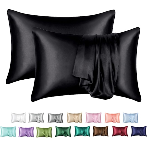 Satiininen tyynyliina 2-pakkauksessa (täytettä ei sisälly) Musta 50X66cm 50X66cm Black