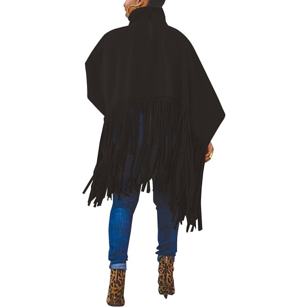IC NRTHYE Dam höghalsad långärmad fransstopp Plus Size Tofs