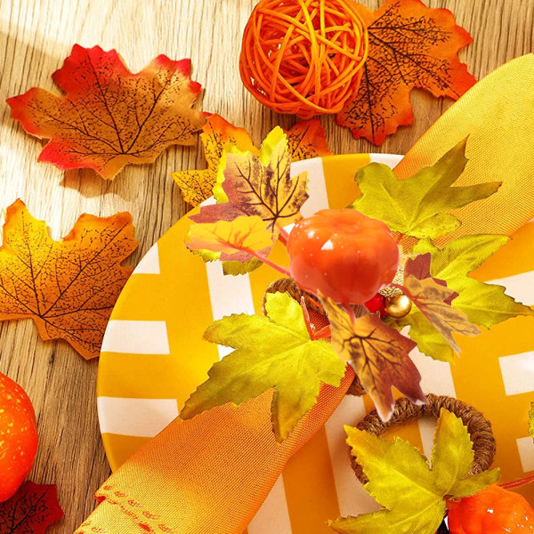IC Servettringar, julpumpa servettringar för höstens höstlöv dekorationstillbehör