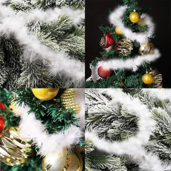 IC Hvit fjærboa til juletre 5 stk x 2 m - Fluffy krans