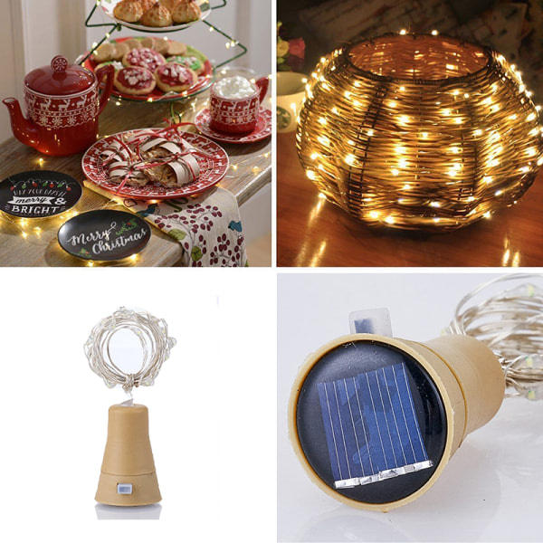 20 LED-solcellsbelysning för vinflaskor, ljusslinga