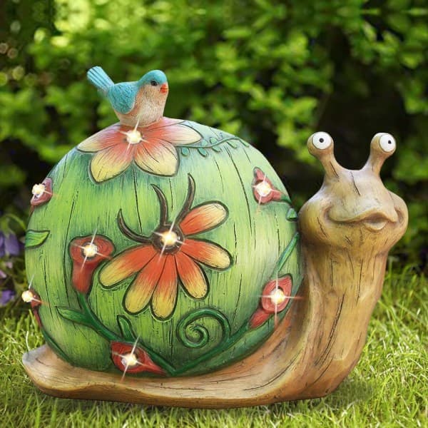 IC Resin Trädgårdsfigur - Jul Tomte Gnome Långt skägg med Schnecke