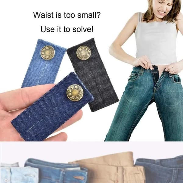 Jeans taljeforlængere, 4-pak bomuld og PVC med metalknapper og elastiske knaphuller, til graviditet, daglig brug, assorterede farver