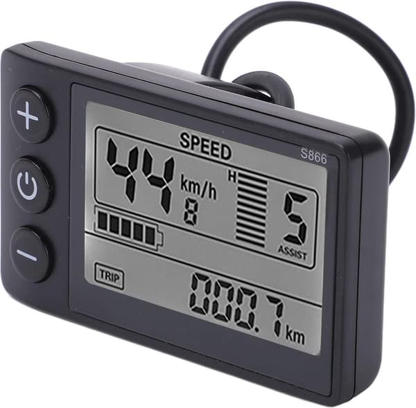 S866/S900 Elcykel LCD-display, Multifunktionshastighedsmåler, Baggrundsbelyst ABS Vandtæt, 24V/36V/48V Til E-cykler, 22,2 mm Styr