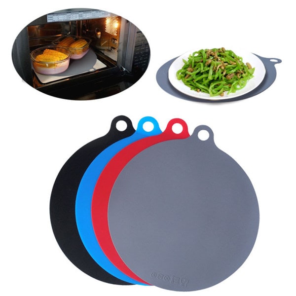 IC 22cm Mjuk Non-Stick Rund Mikrovågsmatta Fritösdyna Resistant Sil Black