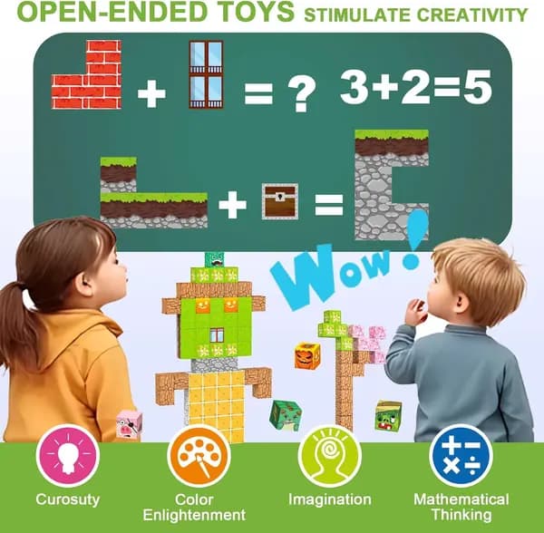 Magnetiske byggekuber sett, 150 deler 2 cm ABS Sensoriske STEM Montessori-leker for gutter og jenter fra 3 år+ B