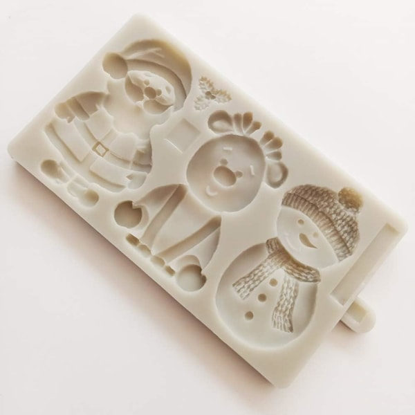 IC Jul Fondantforme Silikon - Julemand, Rense, Godteriform, Bageudstyr, Forme, Hvid