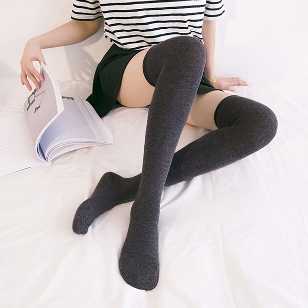 IC Naisten Extra Pitkät Reisi-Korkeat Sukat Ohut Raidat Putki Tights Polven Yläpuolella Sukat Casual High Boot Sukat