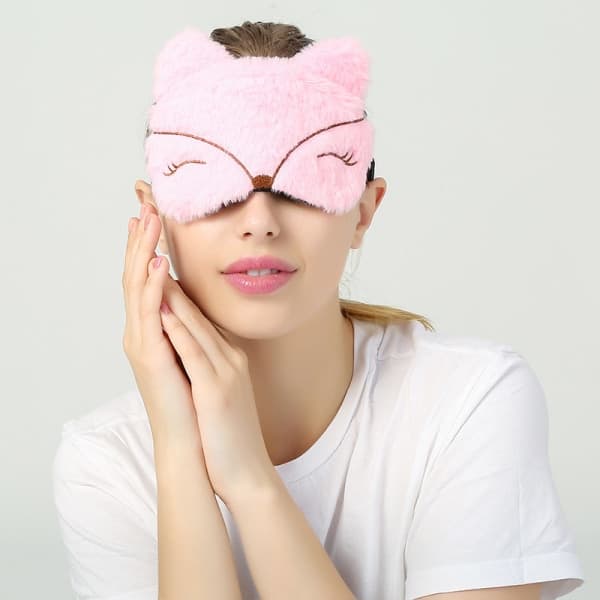 IC Söt sovmask i plysch, ögonbindel för resor, mjuk stil 3