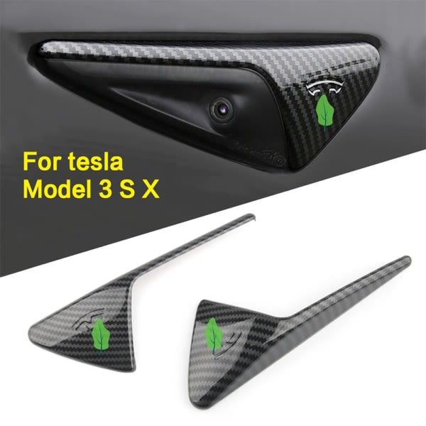 IC 2st/ Set För Tesla Model 3 XSY Sidokamera Standard ABS Skydd kolfibermönster