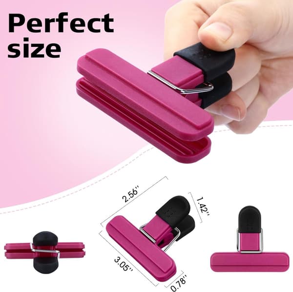 20 stykker - Madposeklemmer - forseglingsklemme - robuste madposeklemmer af plast - med stærk lukning - til opbevaring af mad - 7,7*6,5 cm - pink