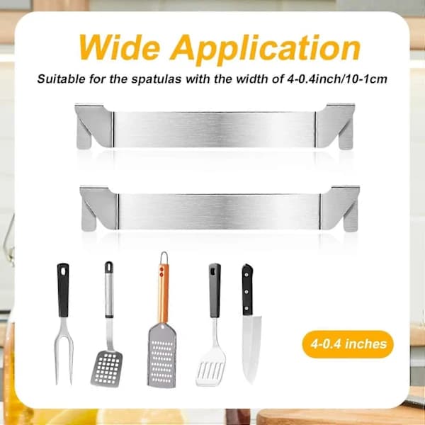 2-pack stekspadehållarklämmor, verktygsställ i 304 rostfritt stål för Blackstone Camp Chef Grill, silver