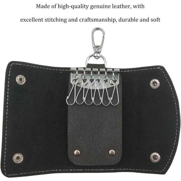 Svart lädernyckelhållare, Unisex lädernyckelring