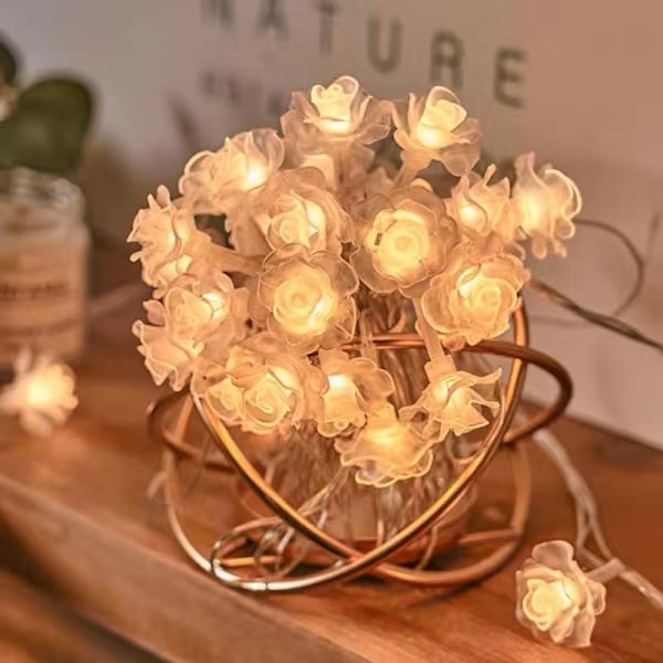 Kuglelysstreng til rummet, atmosfærisk boblelysstreng til udendørs brug, batterikasse, dekoration, stjernelys Rose flower string lights 6.5m 30 lights (solar 8 modes)