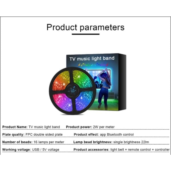 IC LED Musiklysstribe USB Farverig Marquee Stribe (2 meter lysremsa med 60 lamper)
