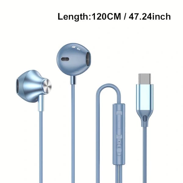 HiFi Wired In-Ear Headphones - Stereo, Volume Control, USB-C and 3.5mm Connection, Condenser Microphone Black Black