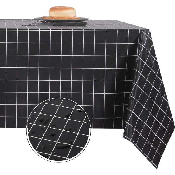 IC Oljetät fyrkantig presenning avtorkningsbar picknick campingöverdrag 140*140 cm fint rutnät svart