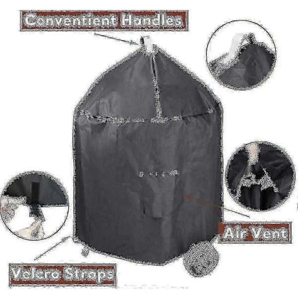 Grillovertræk til Weber 57 cm kulgrill, 600D polyester vandafvisende UV-resistent, udendørs BBQ, sort