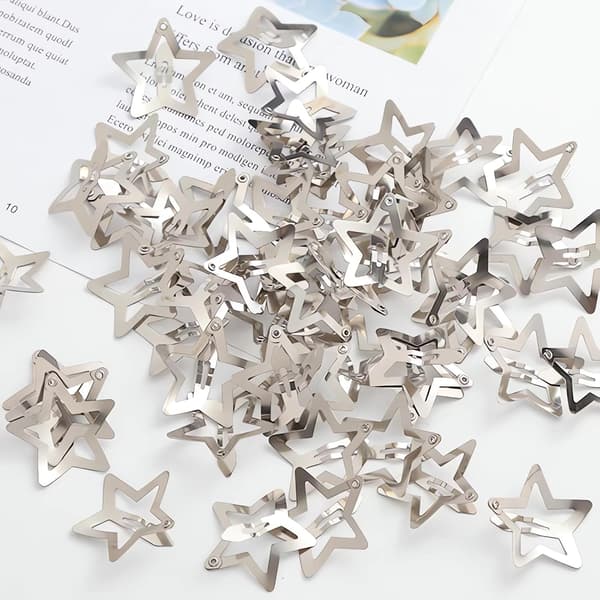 Stjärnhårklämmor 20 st Silvermetallspännen Y2K Håraccessoarer för kvinnor och flickor 3 cm
