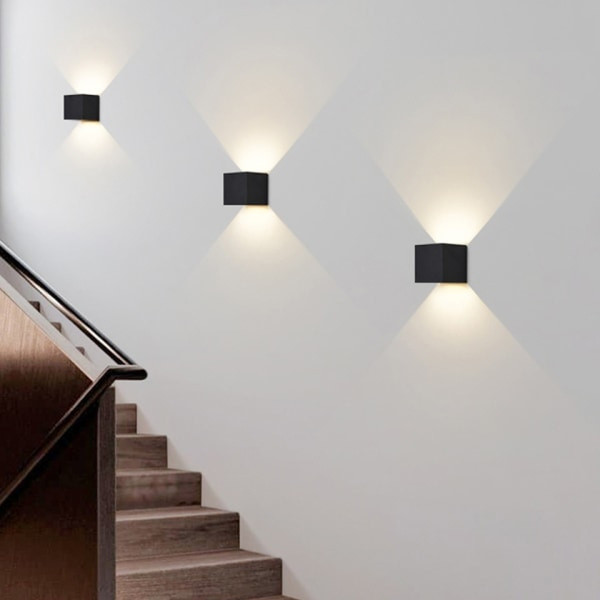 IC Inomhus LED-vägglampa med rörelsedetektor USB-laddningsbar vägglampa Sladdlös ytmontering för sovrum, korridor, svart x 1 färg