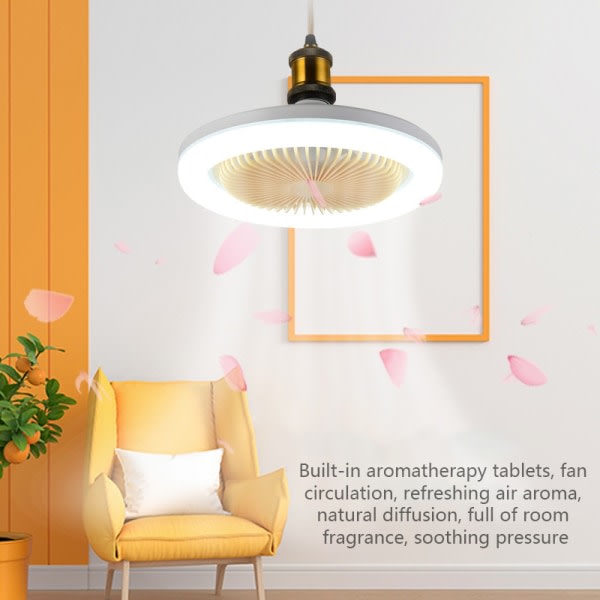 IC Smart Fjärrkontroll LED Fläktlampa E27 Skruvport Justerbar Lig Switch White